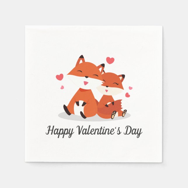 En Papier Foxes adorables Couple Valentine | Serviette de ta (Devant)