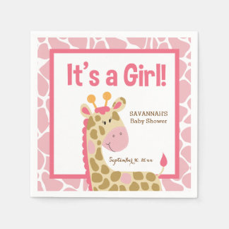 En Papier Giraffe rose C'est une serviette personnalisée fil