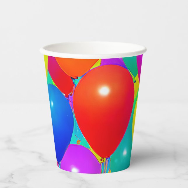 En Papier Gobelets d'anniversaire avec motif ballon (Recto)