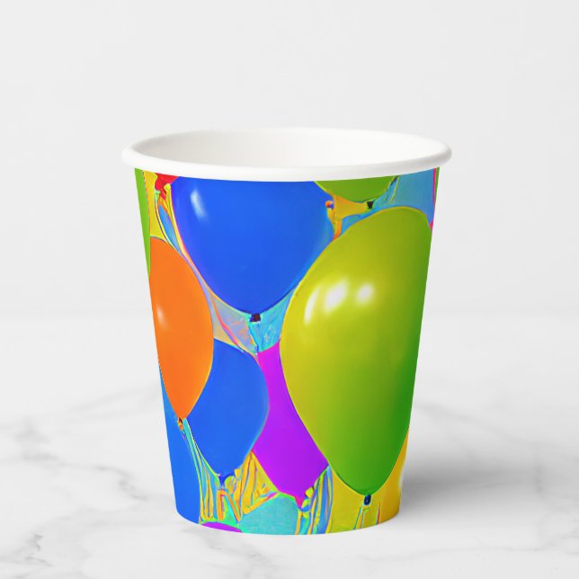 En Papier Gobelets d'anniversaire avec motif ballon (Recto)