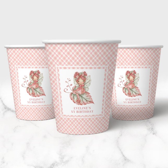En Papier Gobelets pour fête d'anniversaire de 3 ans sur le  (Cute Magical Fairy Floral 3rd Birthday Party Cups)