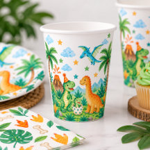Gobelets pour fête d'anniversaire dinosaures