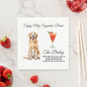 En Papier Golden Retriever Mariage Signature Boire serviette
