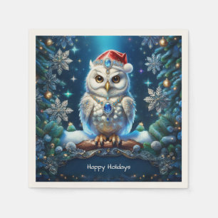 En Papier Hibou Bijou avec Serviette de Noël Chapeau de Père