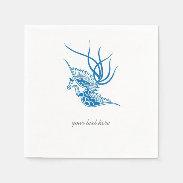En Papier Jeu de serviette bleu pour la table d'oiseaux (Devant)