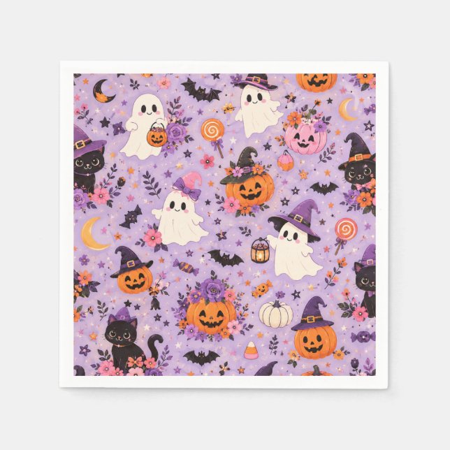 En Papier Jolie serviette carrée Halloween (Devant)