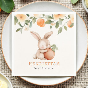 En Papier Jolie serviette de premier anniversaire avec lapin