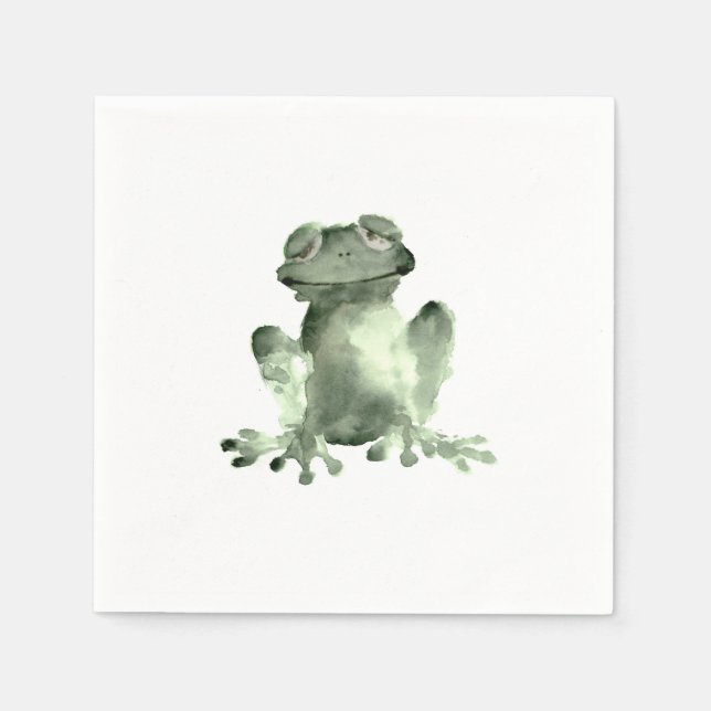 En Papier Joyeuse grenouille verte blanc décoratif serviette (Devant)