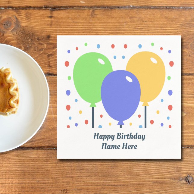 En Papier Joyeuse serviette d'anniversaire avec ballons colo (Happy Birthday Napkin with Colored Balloons)