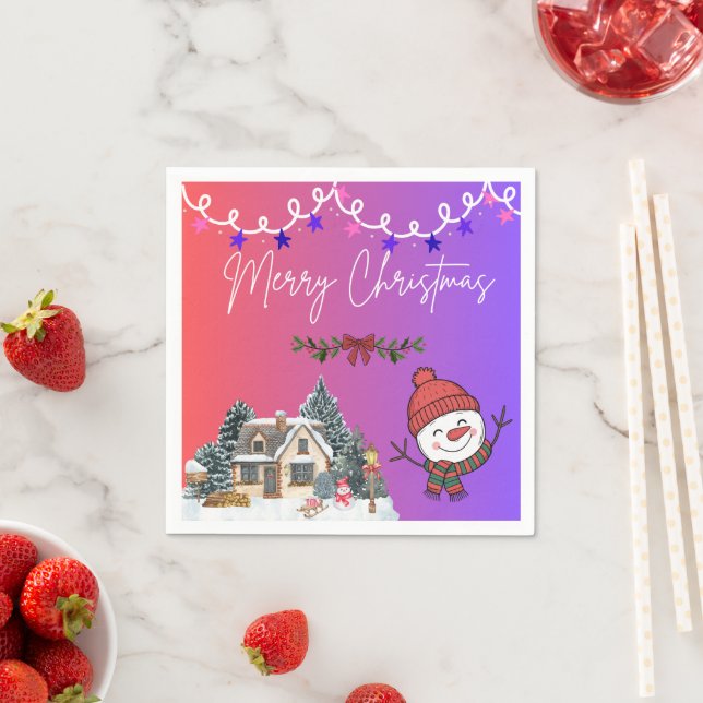 En Papier Joyeux Noël Serviette de fête (En situation)
