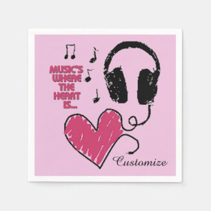 En Papier La musique est là où le coeur est casque serviette