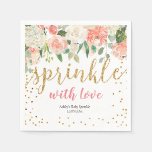 En Papier Le bébé floral de pêche arrosent la serviette d
