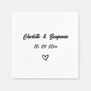 En Papier Mariage de calligraphie cardiaque simple serviette