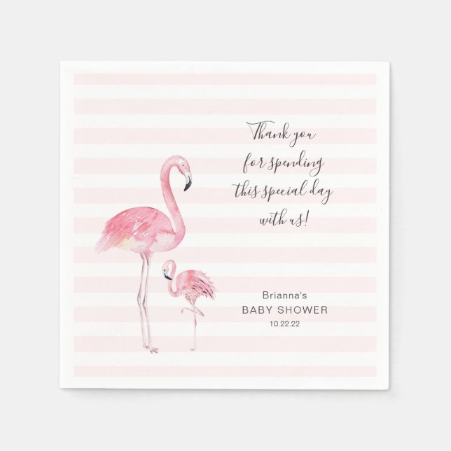 En Papier Mère et fille baby shower flamingo serviette (Devant)