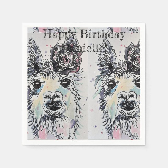 En Papier Mignon Alpacca Lama Animal Décor Serviette Serviet (Devant)