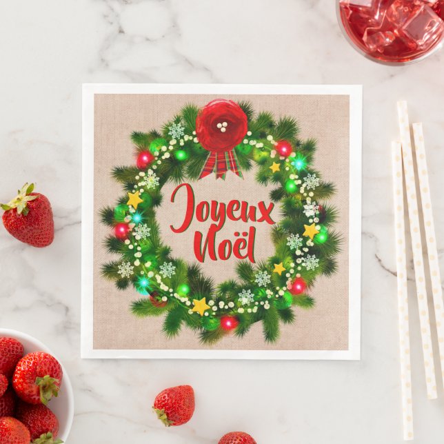 En Papier Modifier le texte serviette de table joyeux noël d (En situation)