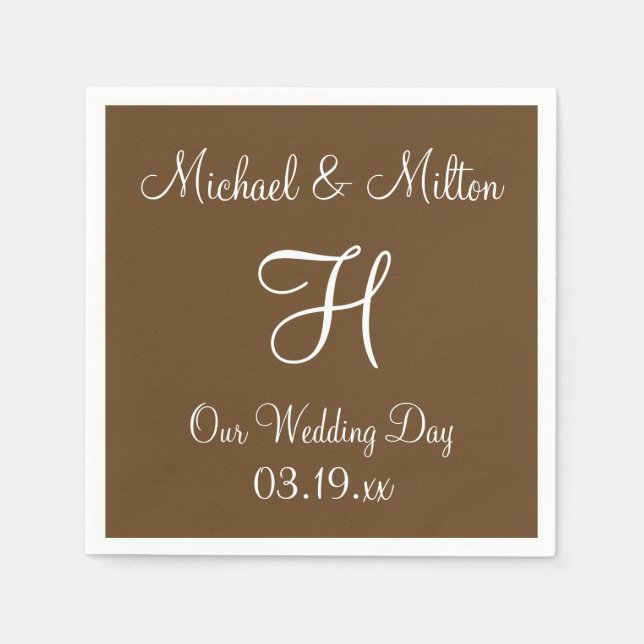 En Papier Monogramme Otter Brown Classé Monochrome serviette (Devant)