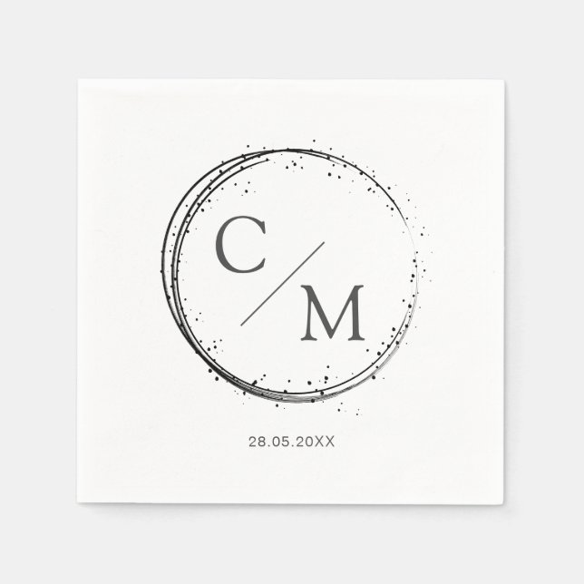 En Papier Monogramme simple et élégant Serviette serviettes (Devant)