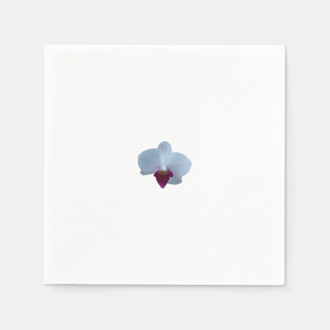 En Papier Orchidée blanche avec violet sur la serviette (Devant)