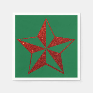 En Papier Parties scintillant rouge Étoile de Noël serviette