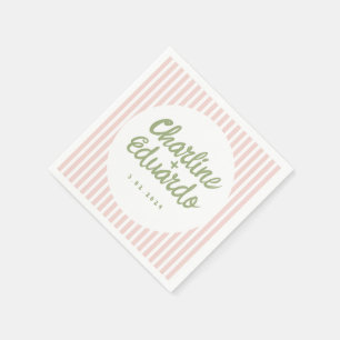 En Papier Pastel Green Main dessinée Mariage rétro serviette