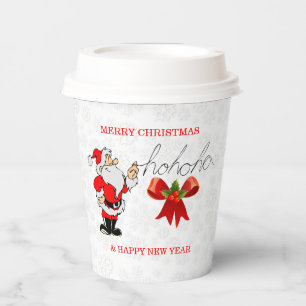 En Papier Père Noël rouge Flocons de neige blancs Gobelets e