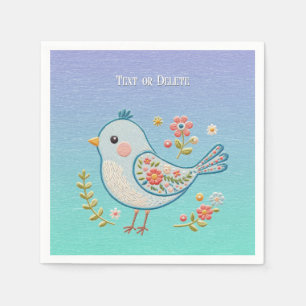 En Papier Petite serviette Florale d'oiseaux bleus