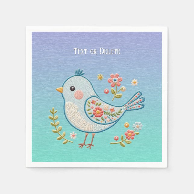 En Papier Petite serviette Florale d'oiseaux bleus (Devant)