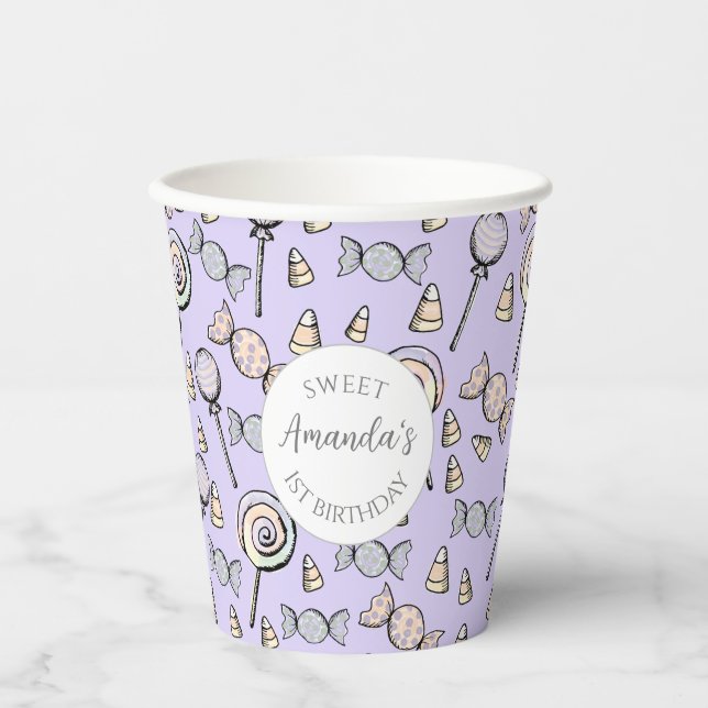 En Papier Petits Gobelets Pastel Violet pour Fête Douce (Recto)
