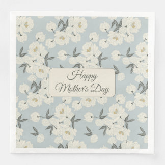 En Papier Pivoine au trait sur serviette bleu clair