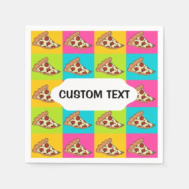En Papier Pizza tranches de cocktail personnalisé serviette (Devant)