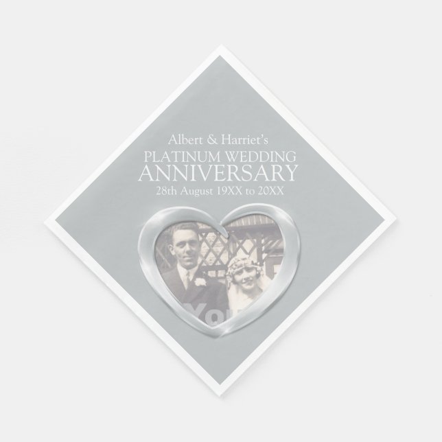 En Papier Platinum 70e anniversaire de coeur photo serviette (Coin)