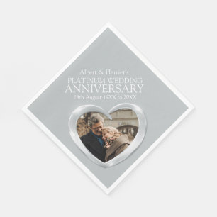 En Papier Platinum 70e anniversaire de coeur photo serviette