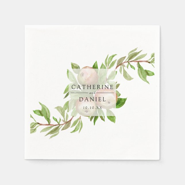 En Papier pomme aquarelle serviette mariage (Devant)