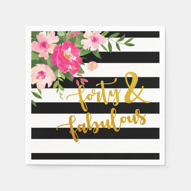 En Papier Quarante et fabuleuse serviette - Bandes noires/bl (Devant)