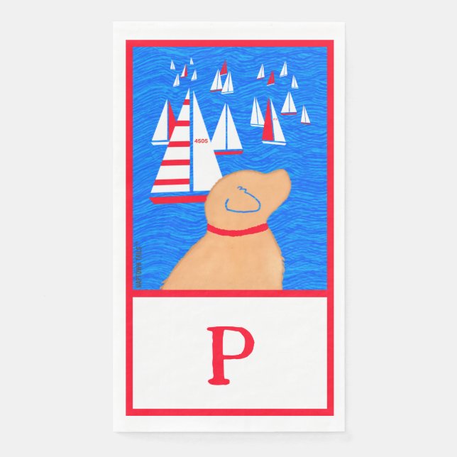 En Papier Regatta Day Chien Jaune Draps Serviette d'hôte (Devant)