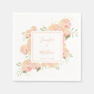 En Papier Rose de plage Aquarelle Mariage floral serviette