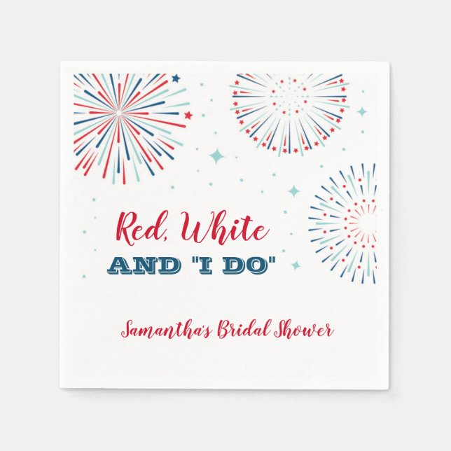 En Papier Rouge, Blanc et Moi Fête de Fiançailles Serviette (Devant)