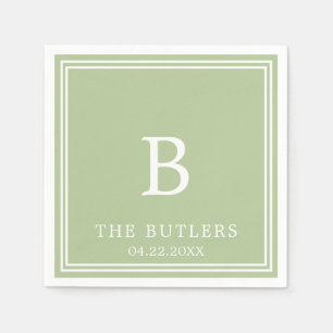 En Papier Sage Green Mariage personnalisé Cocktail serviette