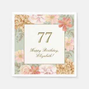 En Papier Serviette 77e anniversaire couleur automnale flora