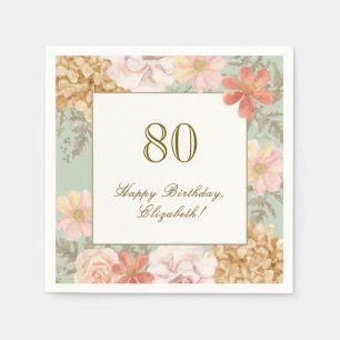 En Papier Serviette 80e anniversaire couleur automnale flora