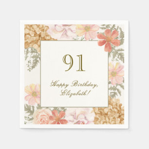 En Papier Serviette 91e anniversaire couleur automnale flora