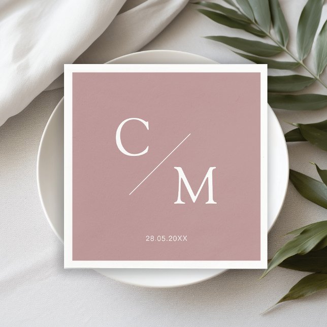 En Papier Serviette à monogramme élégamment simple (Créateur téléchargé)