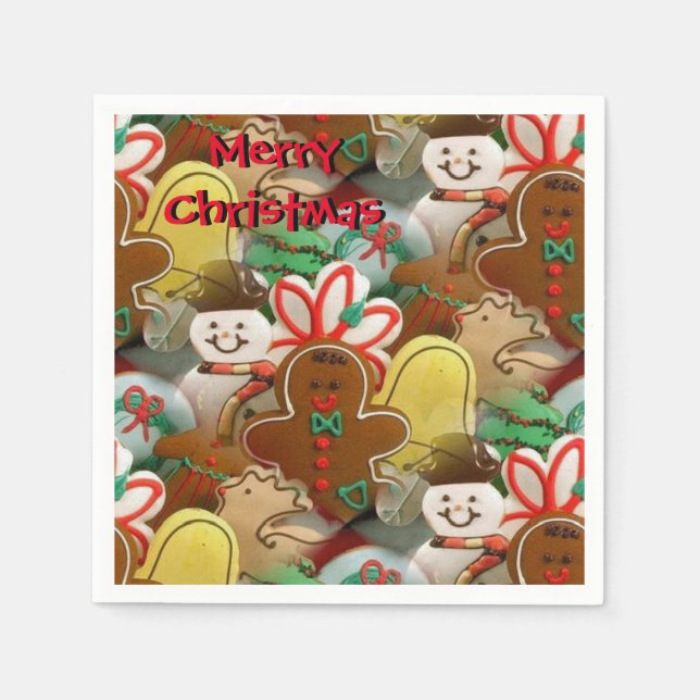 En Papier Serviette à motif de biscuits de Noël (Devant)