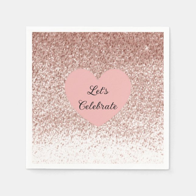 En Papier Serviette à motif pailleté or rose (Devant)