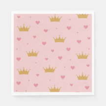 Serviette à motif Princesse Rose et Or