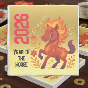 En Papier Serviette année du Cheval 2026 Nouvel An chinois