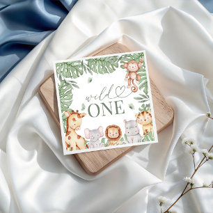 En Papier Serviette Anniversaire Jungle Wild One