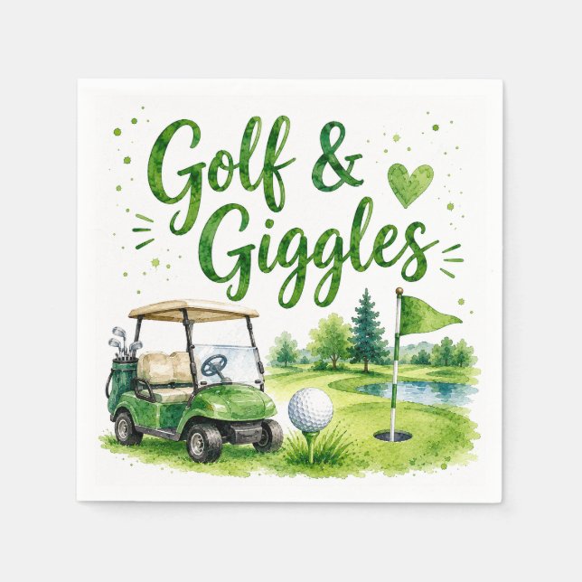 En Papier Serviette aquarelle de golf drôle et rigolade (Devant)