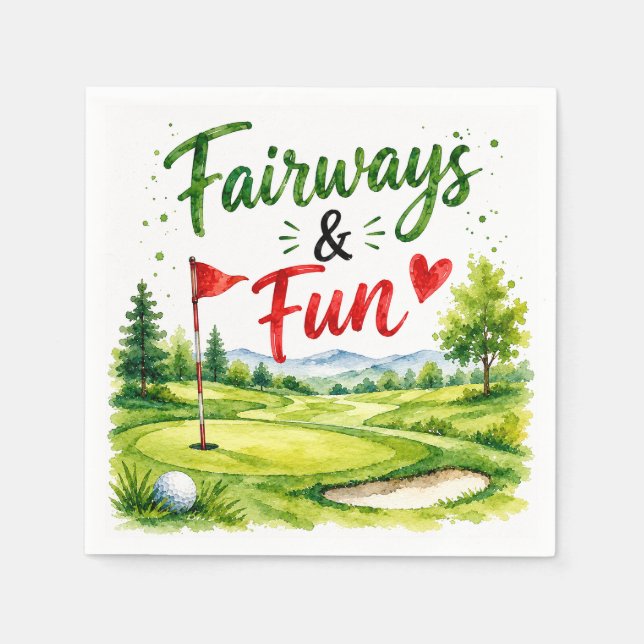 En Papier Serviette aquarelle de golf drôle et rigolade (Devant)